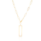 Gargantilha Longa Elos Pingente Retangular Vazado Banhado a Ouro 18K