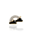 Broche Nuvem Arco-Iris Esmaltado Preto com Detalhes Cravejado Cristal
