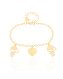 Pulseira Filhos Meninos com Coração Amor Banhado a Ouro 18K