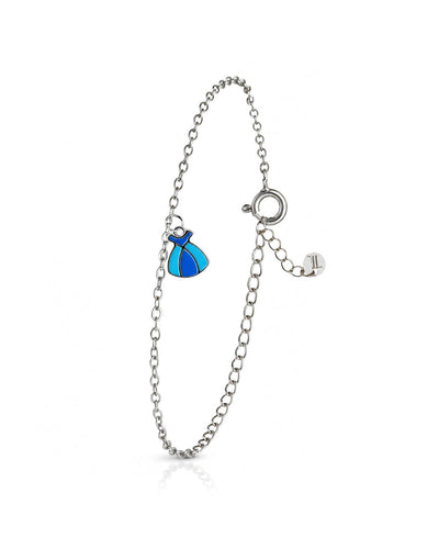 Pulseira Infantil Princesa Vestido Esmaltado Azul