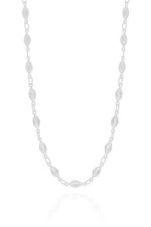 Choker Zircônia Navete Ródio Branco - 32 cm