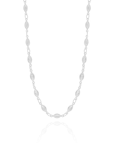 Choker Navetes Ródio Branco - 32 cm