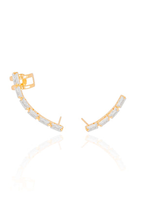 Brinco Ear Cuff Cristal Banhado a Ouro 18K