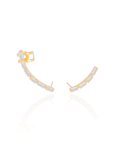 Brinco Ear Cuff Cristal Banhado a Ouro 18K
