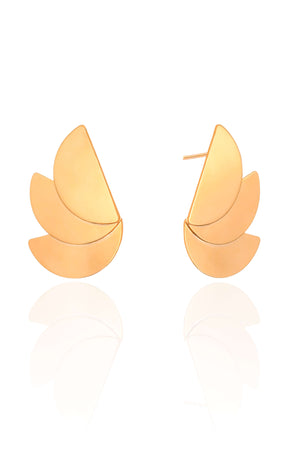 Brinco Leque Liso 3.0 cm Banhado a Ouro 18K