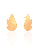 Brinco Leque Liso 3.0 cm Banhado a Ouro 18K