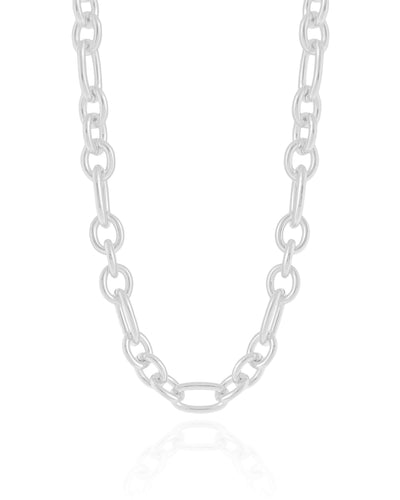 Choker Elos Ovais 8 mm Ródio Branco - 35 cm