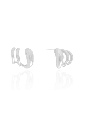Ear Cuff Três Filetes Lisos 1.7 cm Ródio Branco