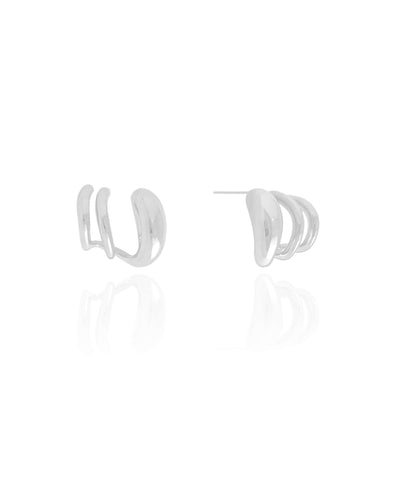 Ear Cuff Três Filetes Lisos 1,7 cm Ródio Branco