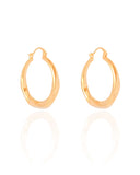 Brinco Argola Torcida Lisa Fecho Italiano 3.3 cm Banhado a Ouro 18K