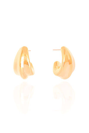 Brinco Argola Detalhada Lisa ABS 2.4 cm Banhado a Ouro 18K