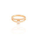 Anel Duplo Oval Cravejado Cristal Tamanho 22 Banhado a Ouro 18K