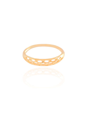 Anel Detalhes Vazados Tamanho 18 Banhado a Ouro 18K