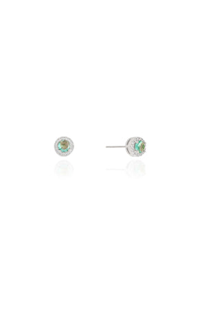 Brinco Ponto de Luz Turmalina Cristal Cravejado Ródio Branco