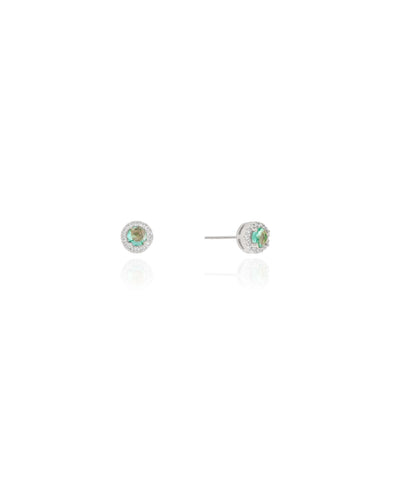 Brinco Ponto de Luz Turmalina Cristal Cravejado 4 mm Ródio Branco