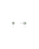 Brinco Ponto de Luz Turmalina Cristal Cravejado 4 mm Ródio Branco