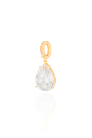Pingente Gota Cravejada Cristal Banhado a Ouro 18K