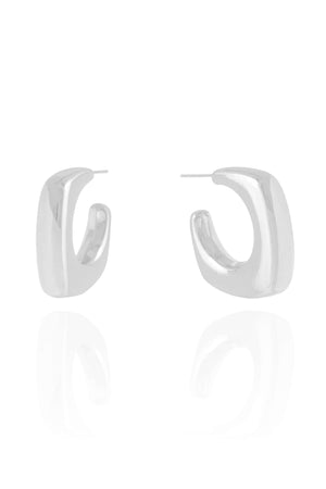 Brinco Argola Quadrada Lisa ABS 2.6 cm Ródio Branco