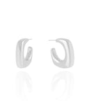 Brinco Argola Quadrada Lisa ABS 2.6 cm Ródio Branco