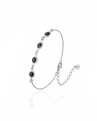 Pulseira Veneziana com Pontos de Luz Pedras Pretas