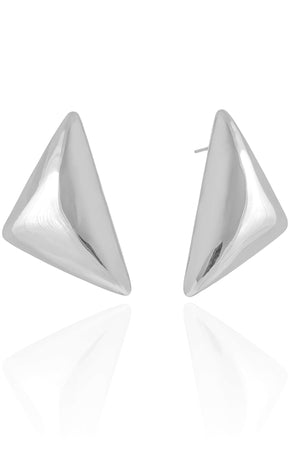 Brinco Triângulo Liso 4.0 cm Ródio Branco