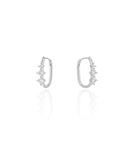 Brinco Argola Click Quadrados Cristal 1.8 cm Ródio Branco