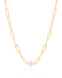 Choker Elos com Pérola Banhado a Ouro 18K