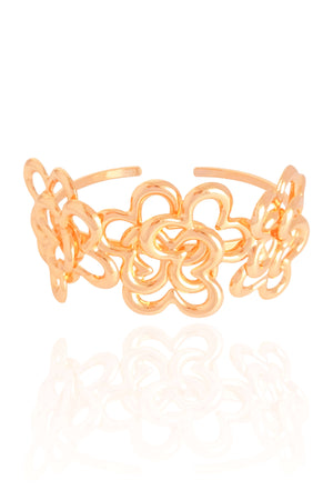 Bracelete Flores Entrelaçadas Banhado a Ouro 18K