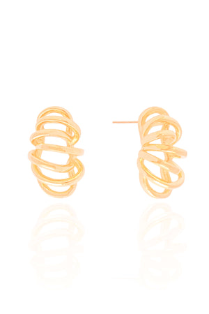 Brinco Entrelaçados Liso 2.6 cm Banhado a Ouro 18K