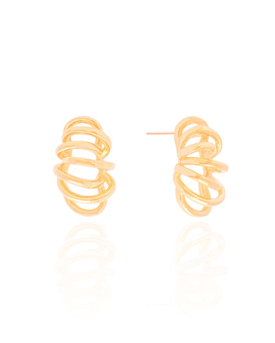 Brinco Entrelaçados Liso 2,6 cm Banhado a Ouro 18K