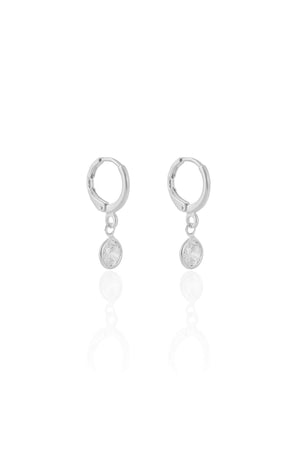 Brinco Argola Click Ponto de Luz Cristal 2.3 cm Ródio Branco