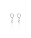 Brinco Argola Click Ponto de Luz Cristal 2.3 cm Ródio Branco