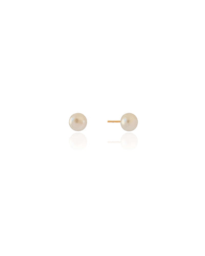 Brinco Pérola Achatada 6 mm Banhado a Ouro 18K