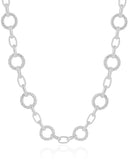 Gargantilha Elos Redondos Detalhados 1.3 cm Ródio Branco - 40 cm