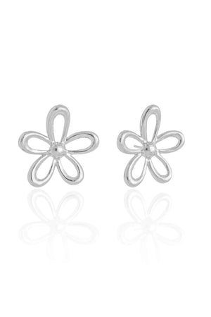 Brinco Flor Vazado Ródio Branco