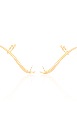 Ear Cuff Orgânico Liso 4.6 cm Banhado a Ouro 18K