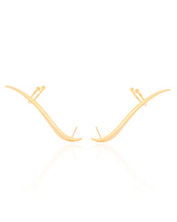 Ear Cuff Orgânico Liso 4.6 cm Banhado a Ouro 18K