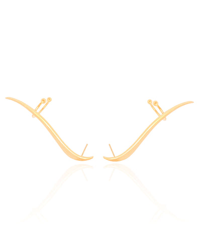 Ear Cuff Orgânico Liso 4.6 cm Banhado a Ouro 18K