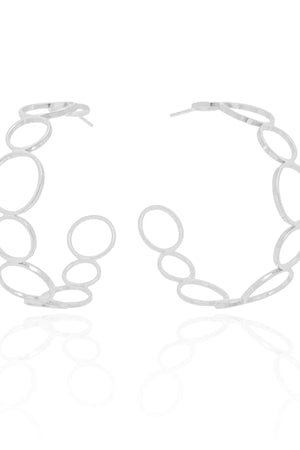Brinco Argola Círculos 5.2 cm Ródio Branco