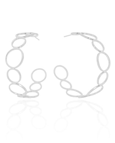 Brinco Argola Círculos 5,2 cm Ródio Branco
