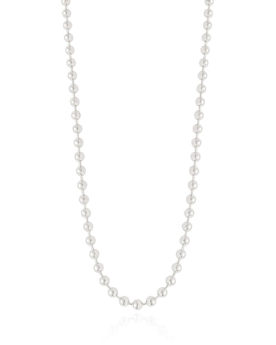 Colar Bolinhas Lisas 3 mm Ródio Branco - 40 cm