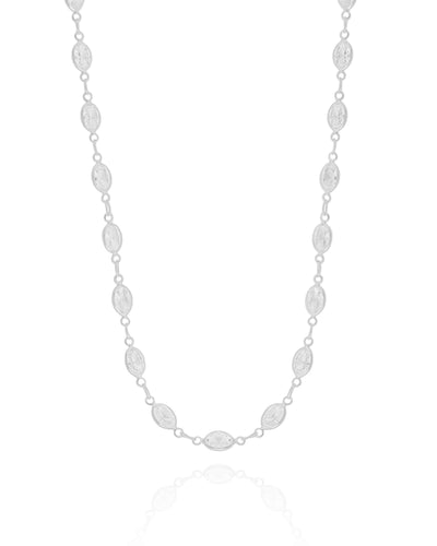 Choker Zircônias Ovais Ródio Branco - 30 cm