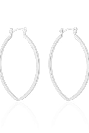 Brinco Argola Fecho Italiano Reta Elíptico Lisa 4.4cm  Ródio Branco