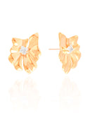 Brinco Flor Detalhada Carré Cristal Banhado a Ouro 18K