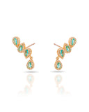 Ear Cuff Turmalina Paraíba Cravejado Cristal com Gota Pendente