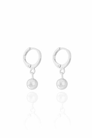 Brinco Argola Bolinha Lisa Ródio Branco