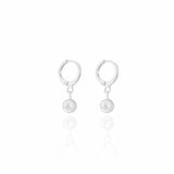 Brinco Argola Bolinha Lisa Ródio Branco