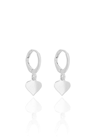 Brinco Argola Coração Flat Liso Ródio Branco