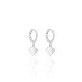 Brinco Argola Coração Flat Liso Ródio Branco