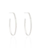 Brinco Argola Oval Fio Reto Liso 4.4 cm Ródio Branco